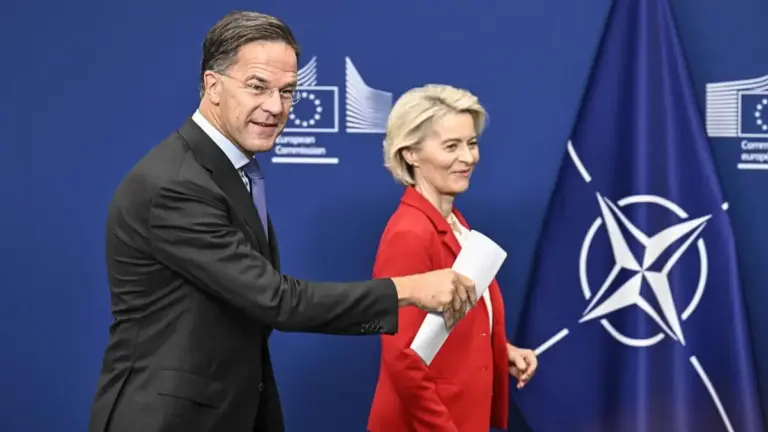 Un incontro del 2025 tra il segretario generale della Nato, Mark Rutte, e la presidente della Commissione europea, Ursula von der Leyen