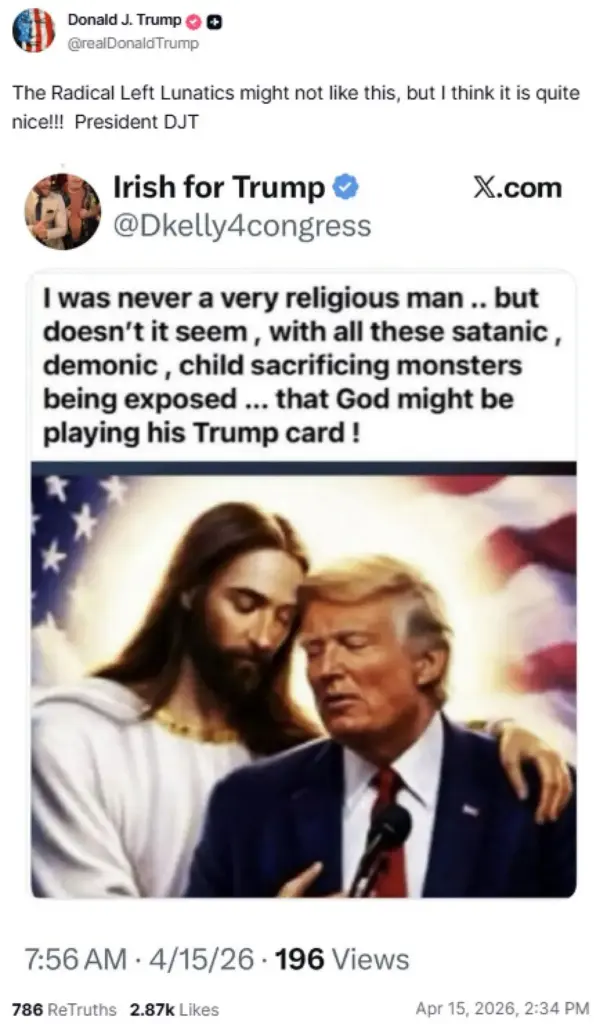 Post di Trump su Truth Social