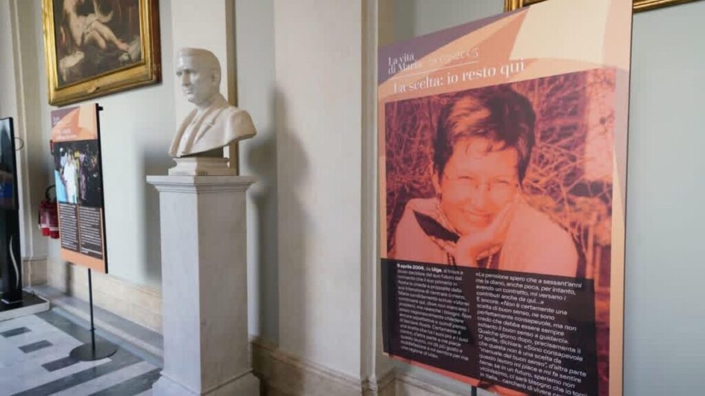 Un pannello della mostra su Maria Bonino inaugurata martedì 19 maggio alla Camera dei Deputati