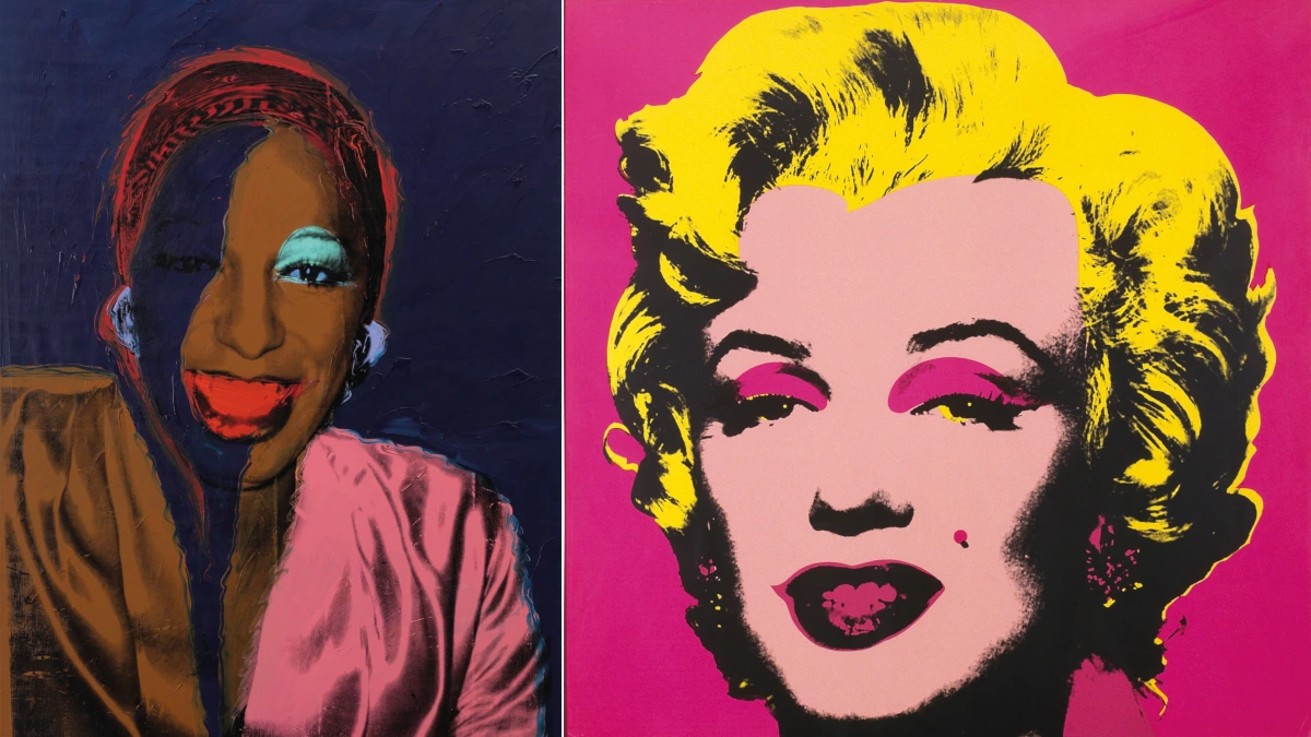 Due opere di Andy Warhol esposte a Ferrara: a sinistra, “Ladies and Gentlemen (Wilhemina Ross)”, 1975, acrilico e inchiostro serigrafico, Andy Warhol Museum, Pittsburgh; a destra, “Marilyn”, 1967, serigrafia a colori, Intesa San Paolo - Collezione Luigi e Peppino Agrati