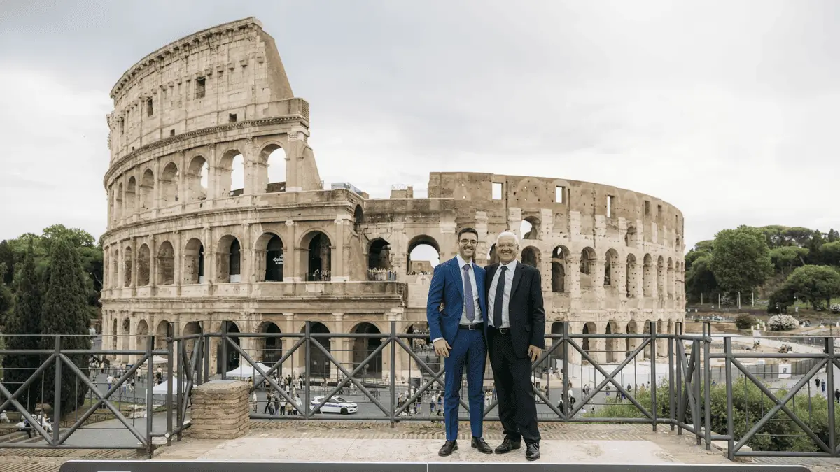 Il presidente di Team Service Emilio Innocenzi (a destra) con l&rsquo;ad Tommaso Innocenzi