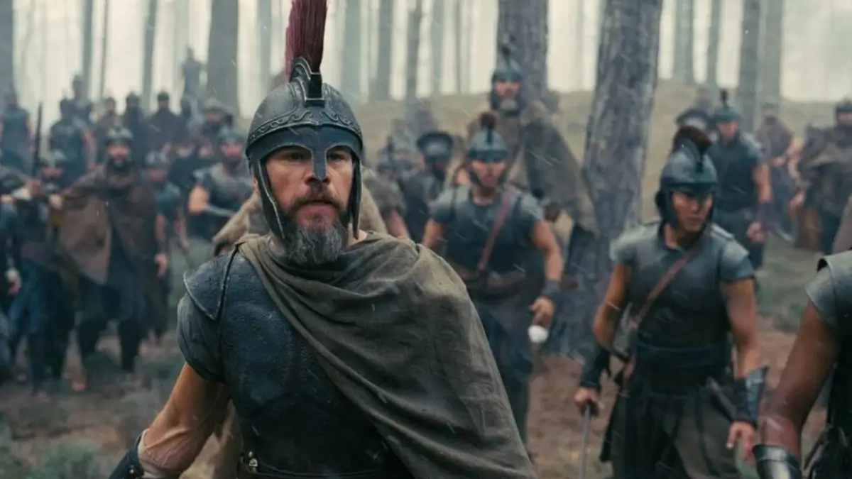 Matt Damon interpreta Odisseo in una scena di &ldquo;Odissea&rdquo; di Christopher Nolan